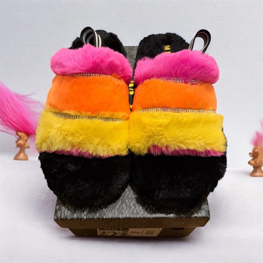 Neon Dream Fluffy Slides